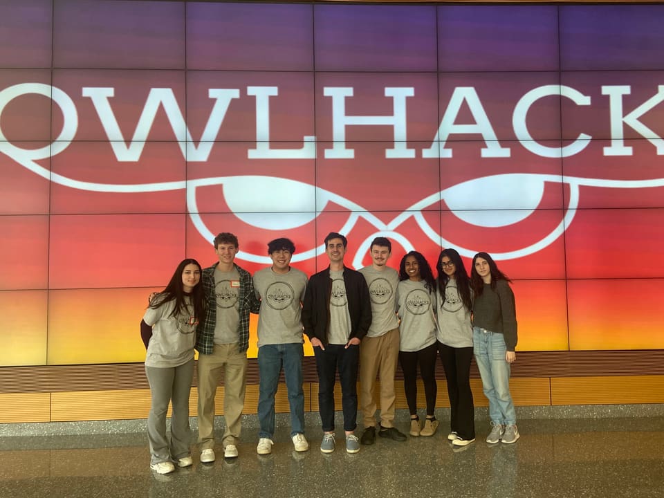 Professor Stephen MacNeil with the original OwlHacks organizing team from 2021