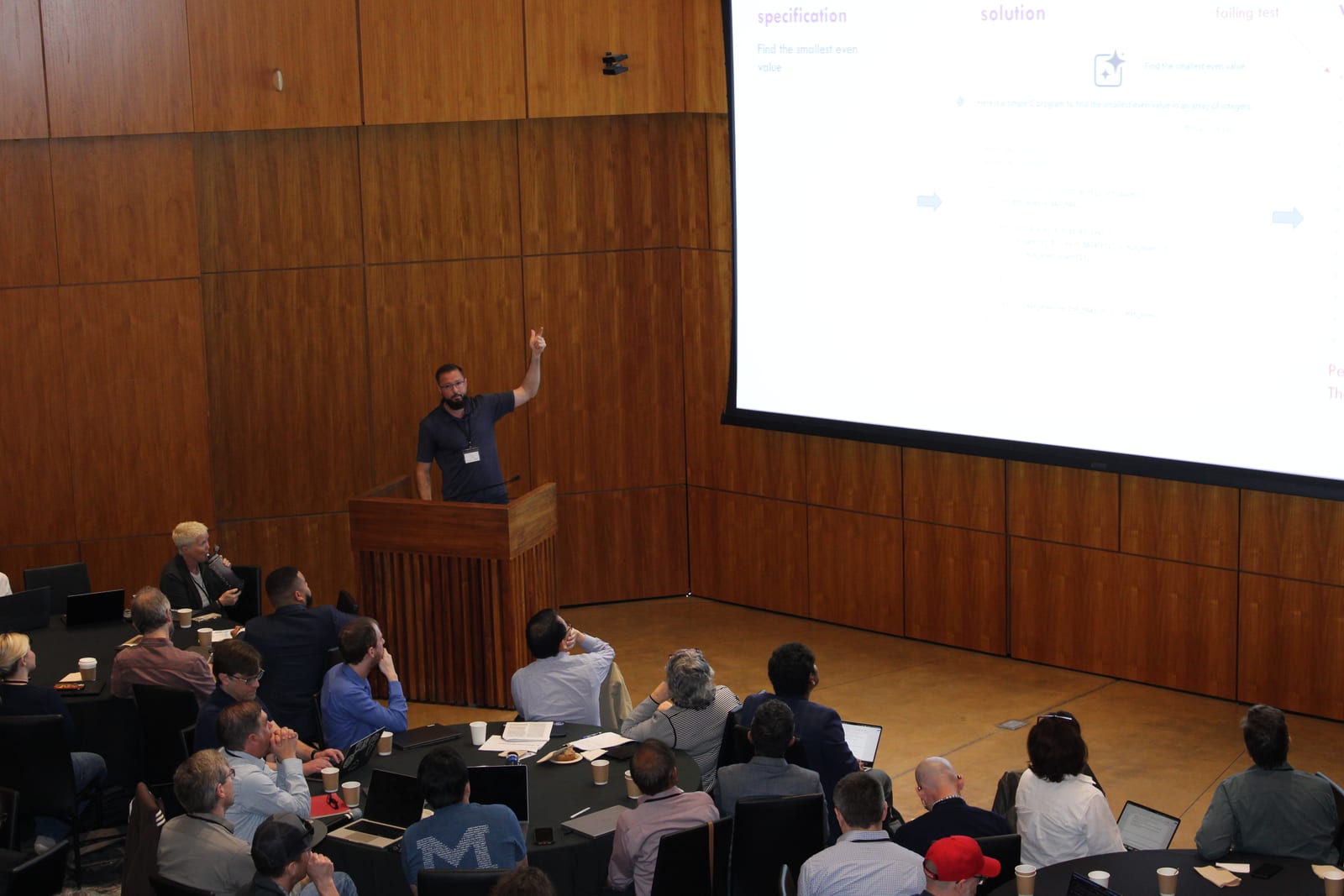 Paul Denny presenting the award-winning paper during the AICSEPAR workshop.