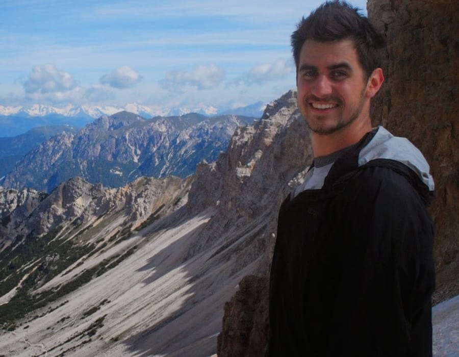 Professor Stephen MacNeil hiking in the Dolomites