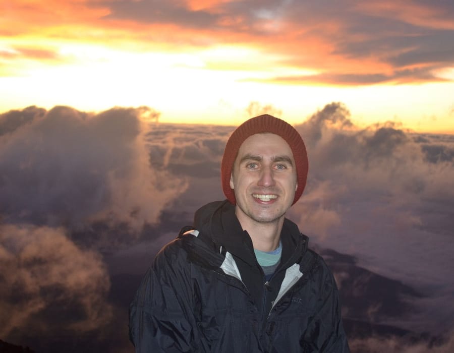 Professor Stephen MacNeil at the top of Mount Fuji