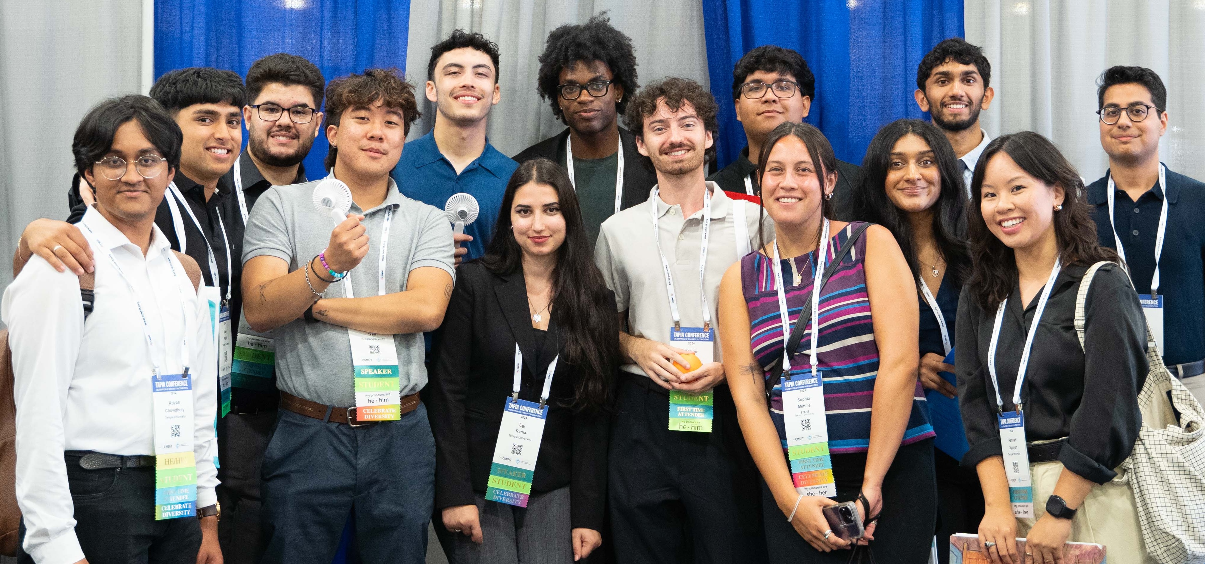 Temple HCI Lab members photographed after presenting their undergraduate research in San Diego