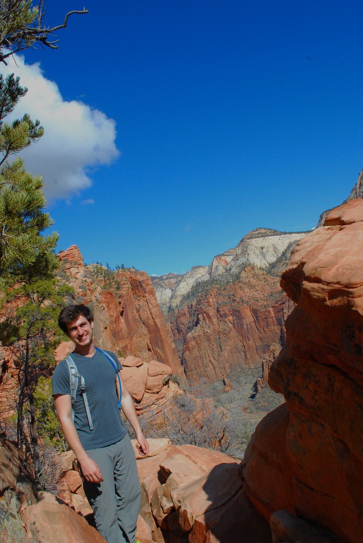 Professor Stephen MacNeil hiking up Angel's Landing in Zion